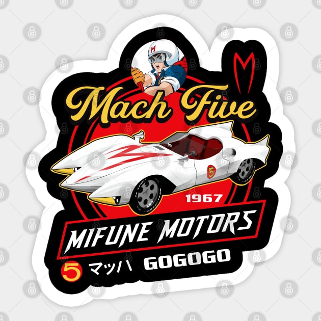 Mach Five Mifune Motors Speed Racer Sticker by Alema Art
